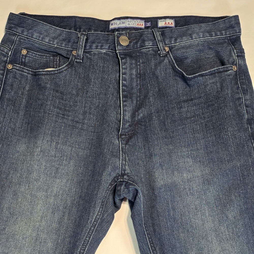 Recycled Blues Mens Slim Fit Dark Wash Stretch Denim Jeans 34x30 Blue RN120382 - Picture 7 of 16